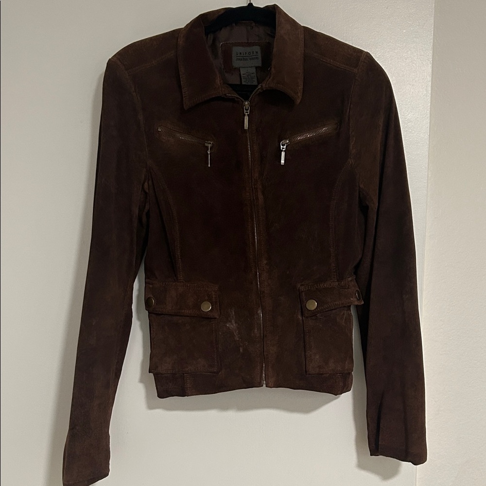 Dark Brown Suede Leather Jacket